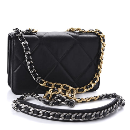 Chanel Goatskin Quilted 19 Wallet On Chain WOC Black 3 of 12