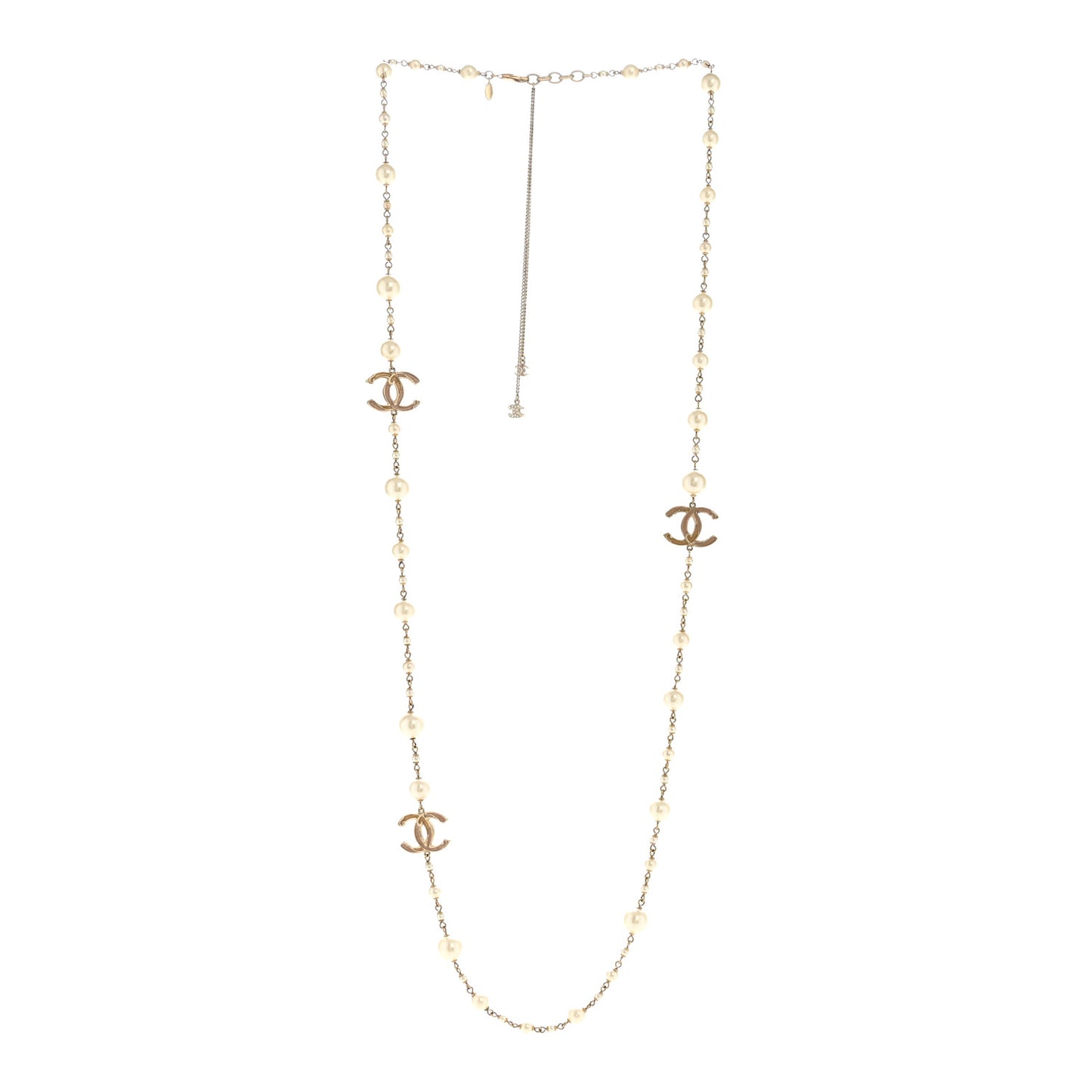 Pearl CC Long Necklace Gold