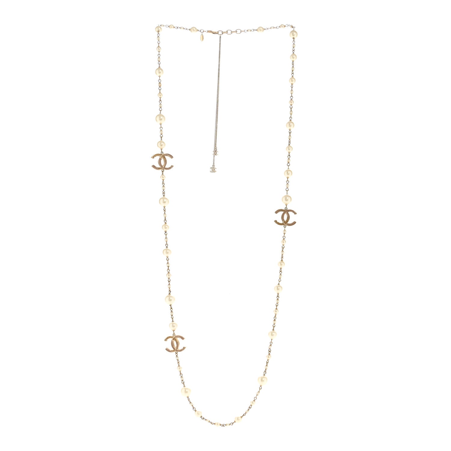 Chanel Pearl CC Long Necklace Gold 3 of 5