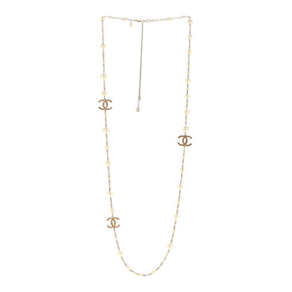 Chanel Pearl CC Long Necklace Gold 3 of 5