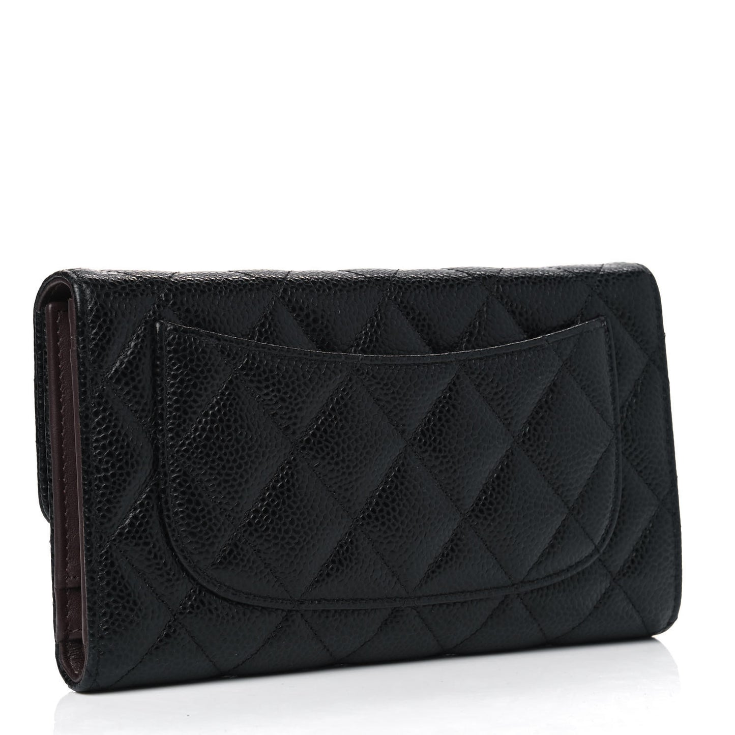 Caviar Quilted Large Flap Wallet Black