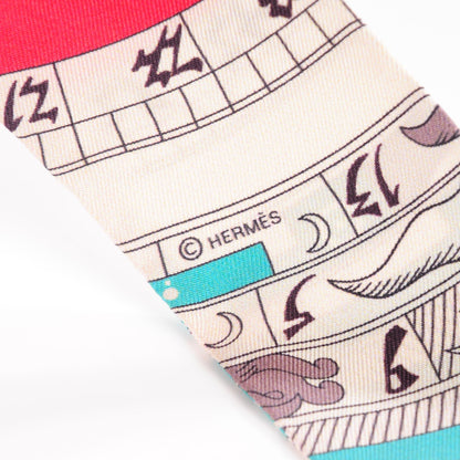 Hermes Silk Astrologie Twilly Rouge Grey Vert 4 of 6