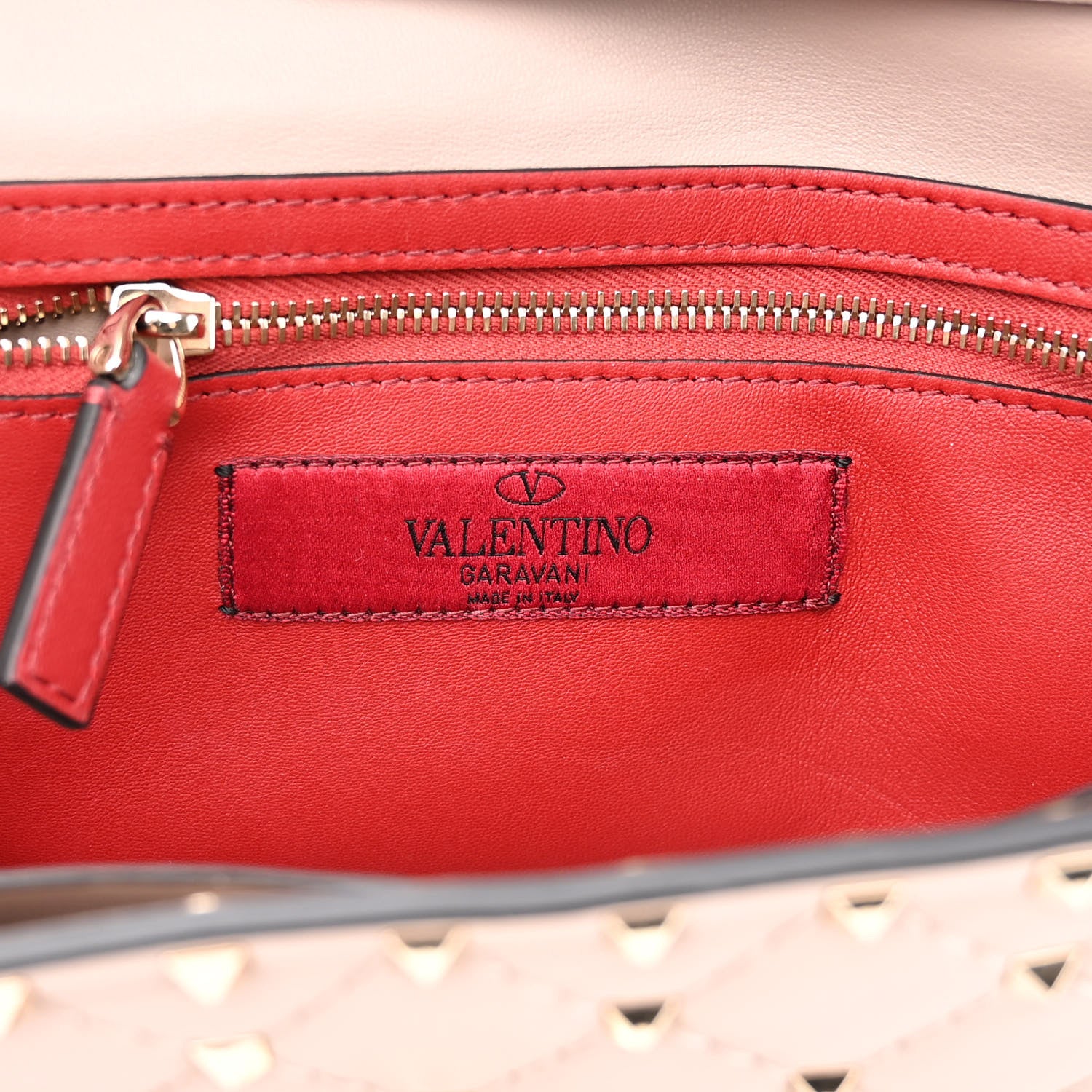 Valentino Garavani Lambskin Rockstud Spike Wallet on Chain Poudre 6 of 9