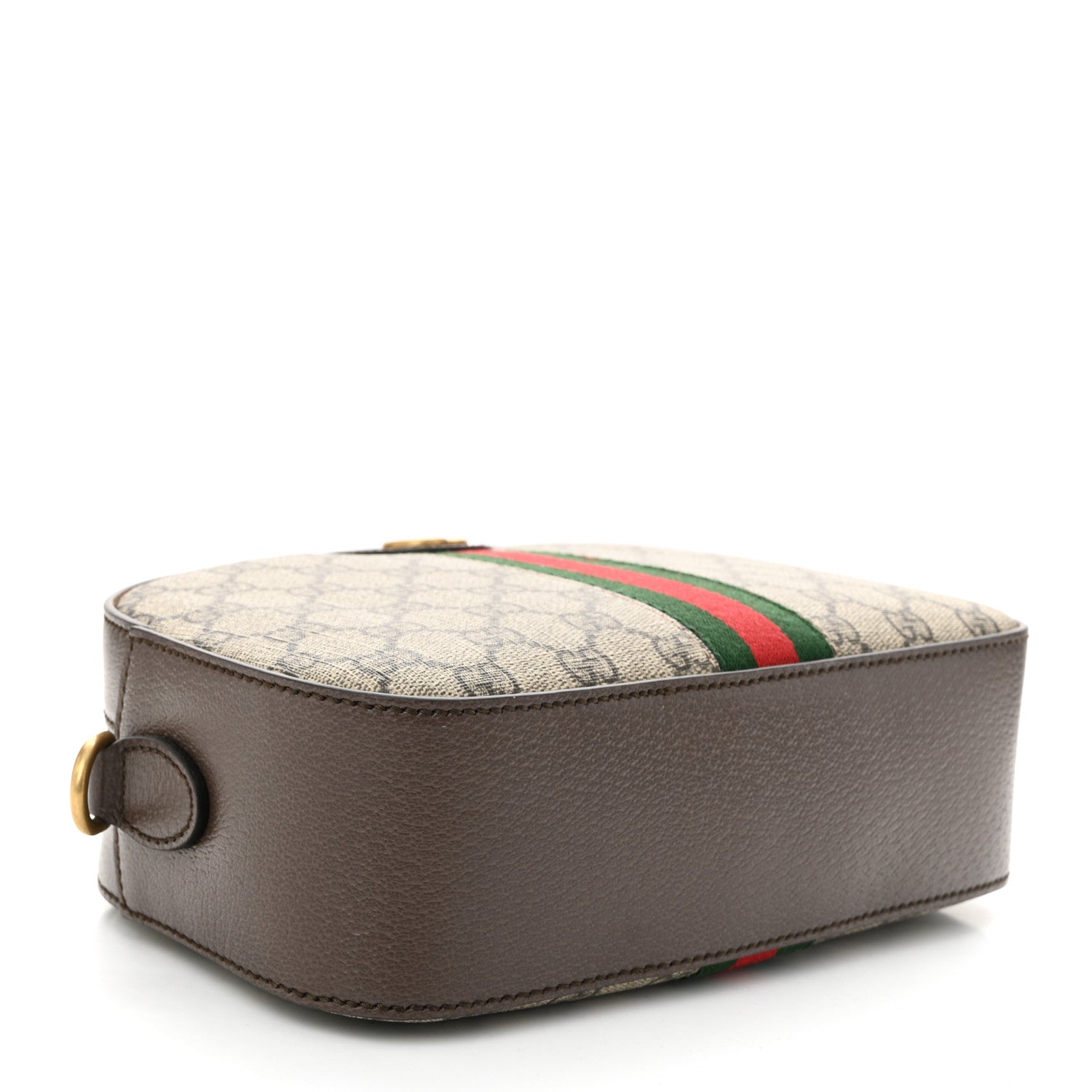Gucci GG Supreme Monogram Textured Dollar Calfskin Web Ophidia Wristlet Shoulder Bag Beige Ebony New Acero 4 of 10