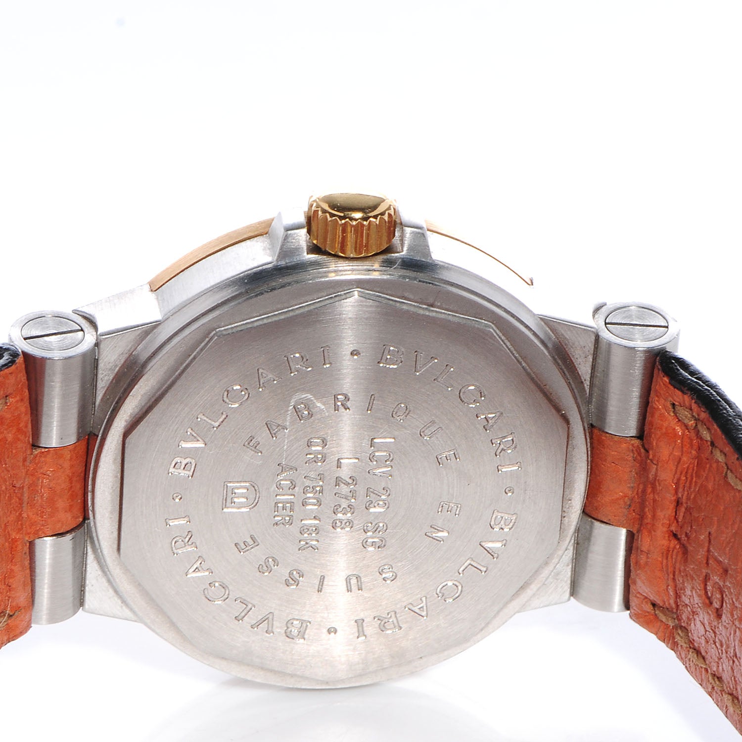 Bulgari Stainless Steel 18K Yellow Gold Calfskin 30mm Diagono Automatic Watch Black 4 of 6