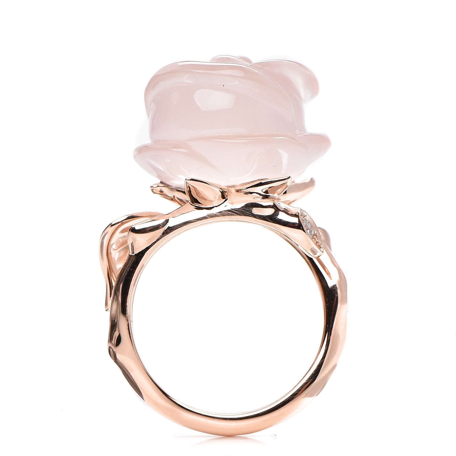 Christian Dior 18K Pink Gold Diamond Rose Quartz Dior Pre Catelan Ring 51 5.75 1 of 6