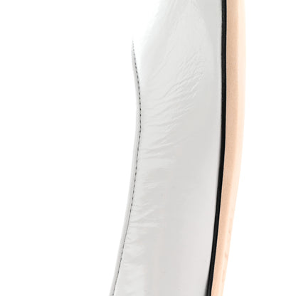 Chanel Shiny Lambskin Lambskin Metal Cap Toe Ankle Chain Ballerina Flats 38 White Black 11 of 17