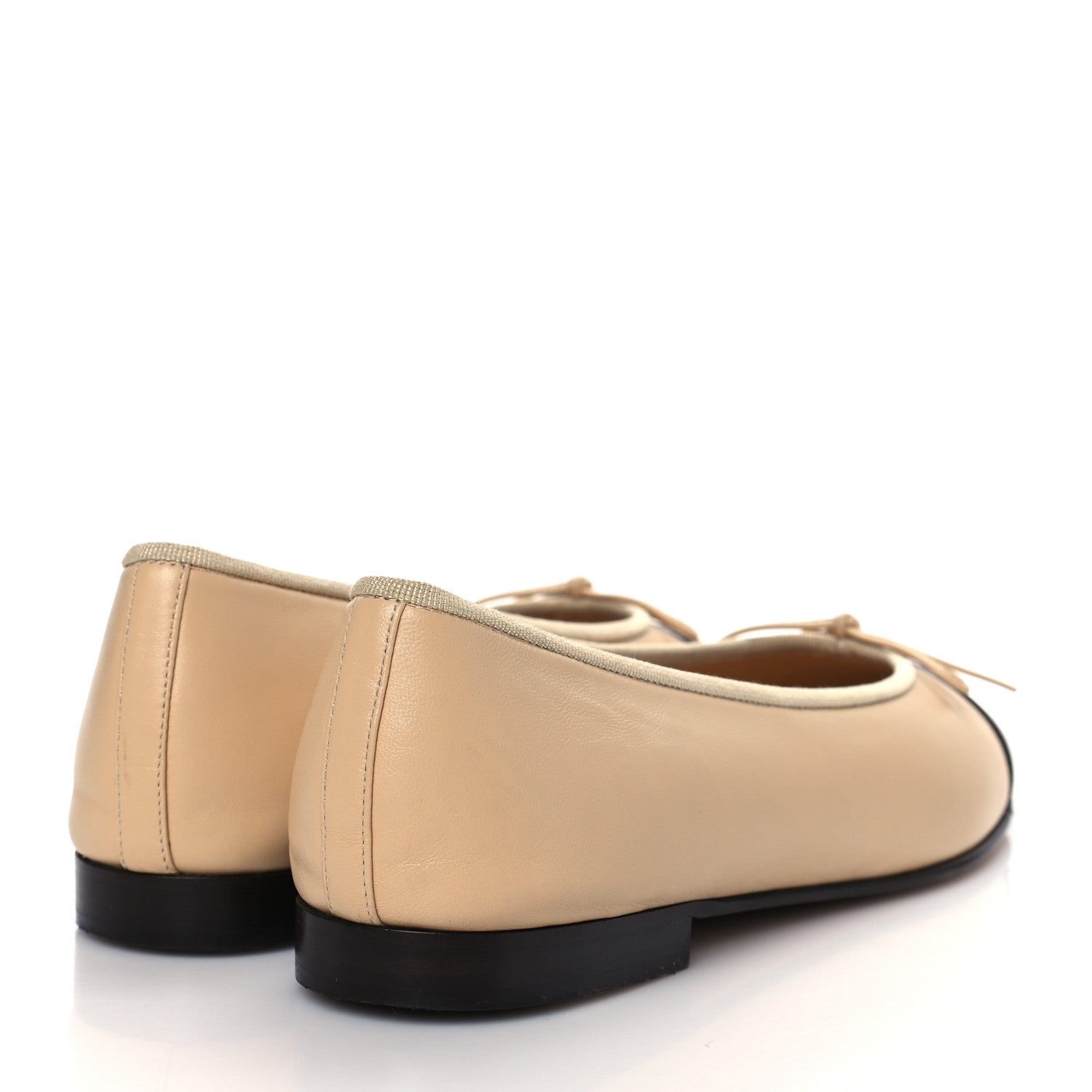 Chanel Lambskin Cap Toe CC Ballerina Flats 40 Beige Black 4 of 13