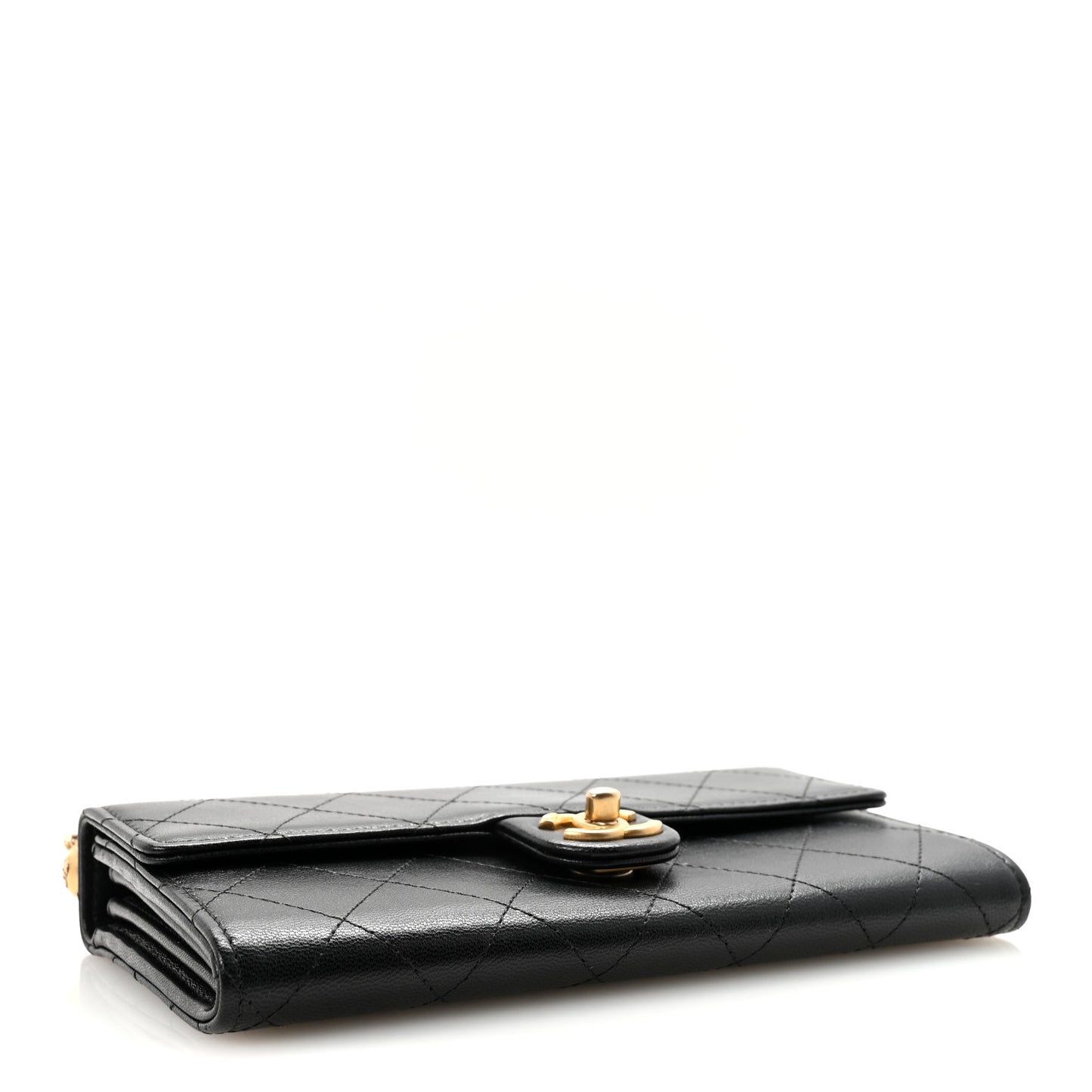 Goatskin Quilted Chic Pearls Clutch With Chain Black