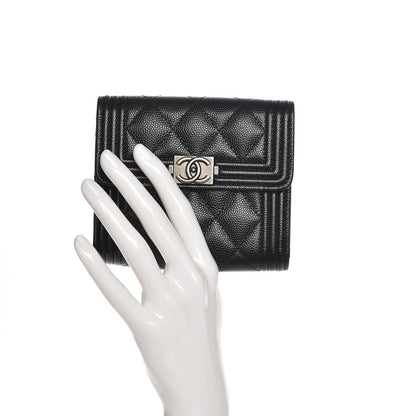 Chanel Caviar Quilted Compact Boy Wallet Black 2 of 9