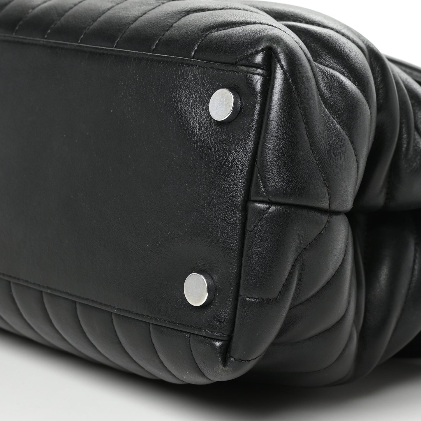 Calfskin Y Quilted Monogram Large Loulou Chain Satchel Black