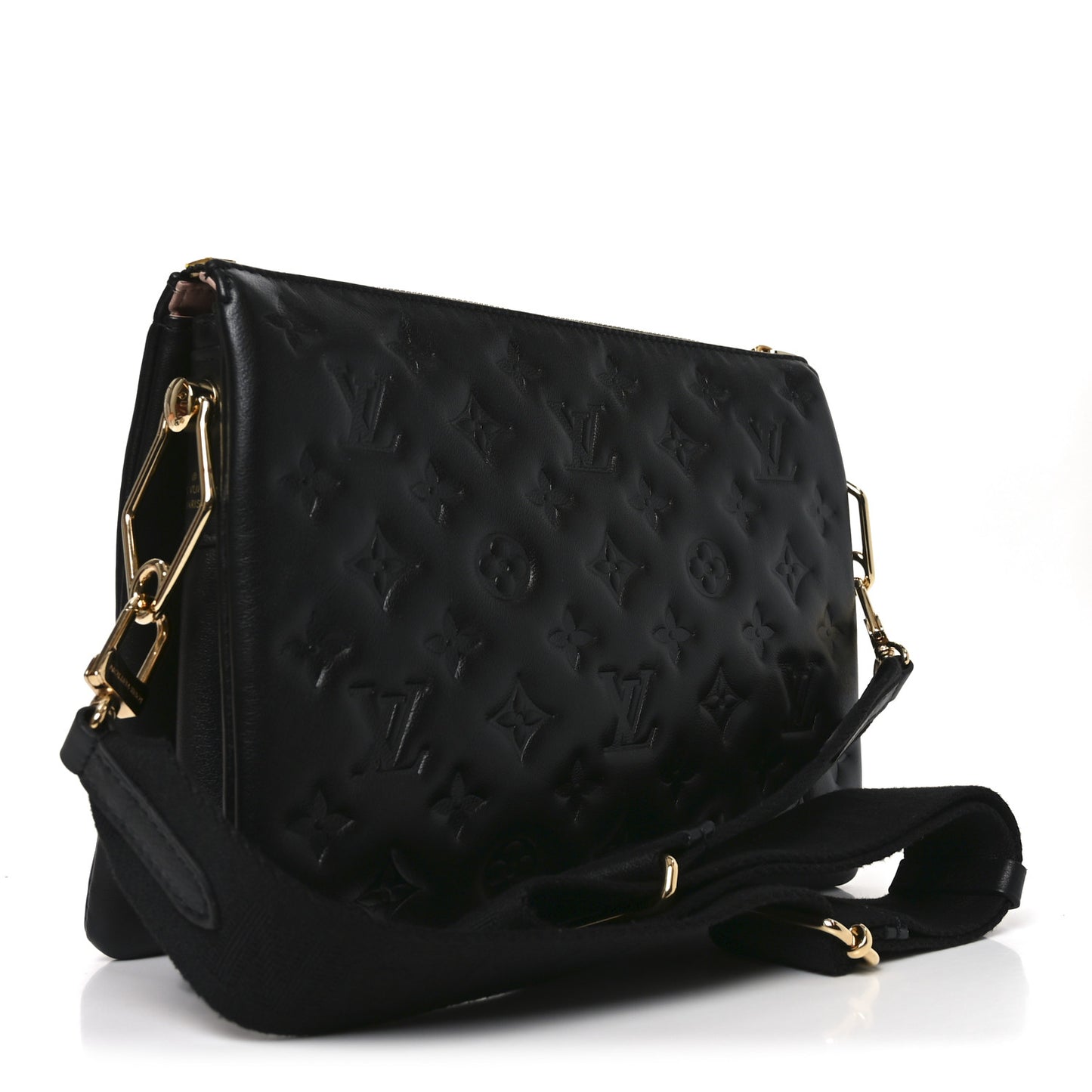 Lambskin Embossed Monogram Coussin PM Black