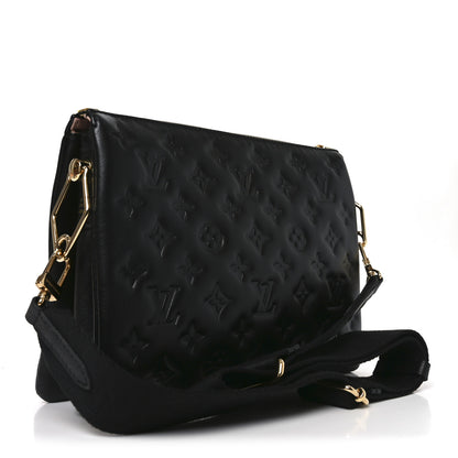 Louis Vuitton Lambskin Embossed Monogram Coussin PM Black 3 of 9