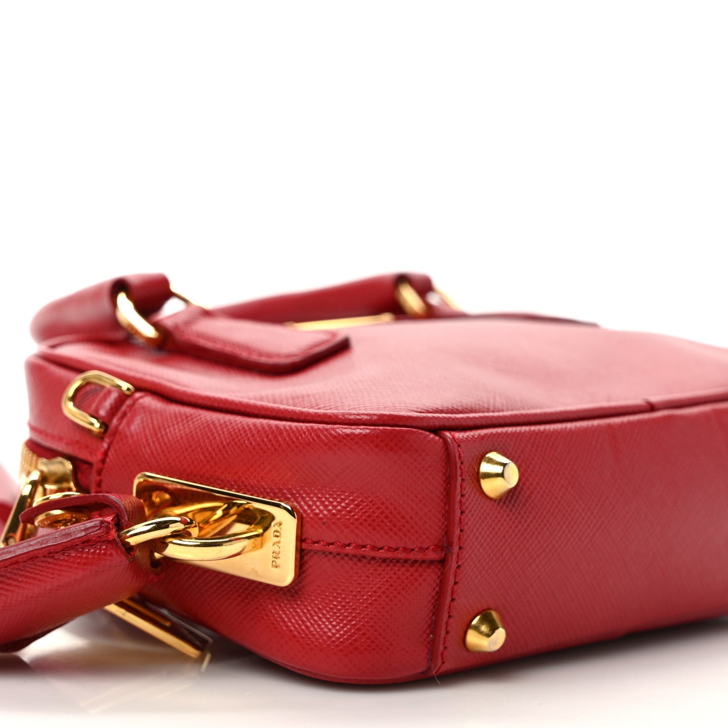 Saffiano Lux Mini Top Handle Crossbody Bag Fuoco