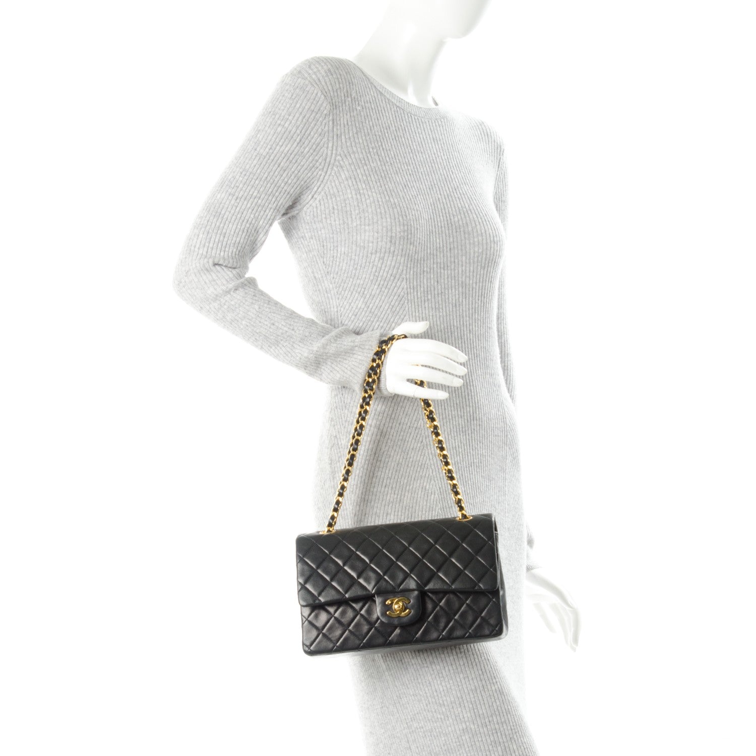 Chanel Lambskin Quilted Medium Double Flap Black 2 of 9
