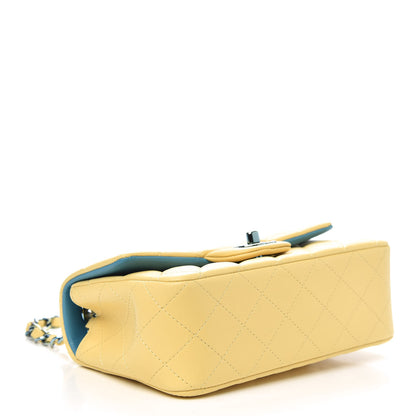 Chanel Lambskin Quilted Mini Rectangular Flap Yellow Blue 4 of 12