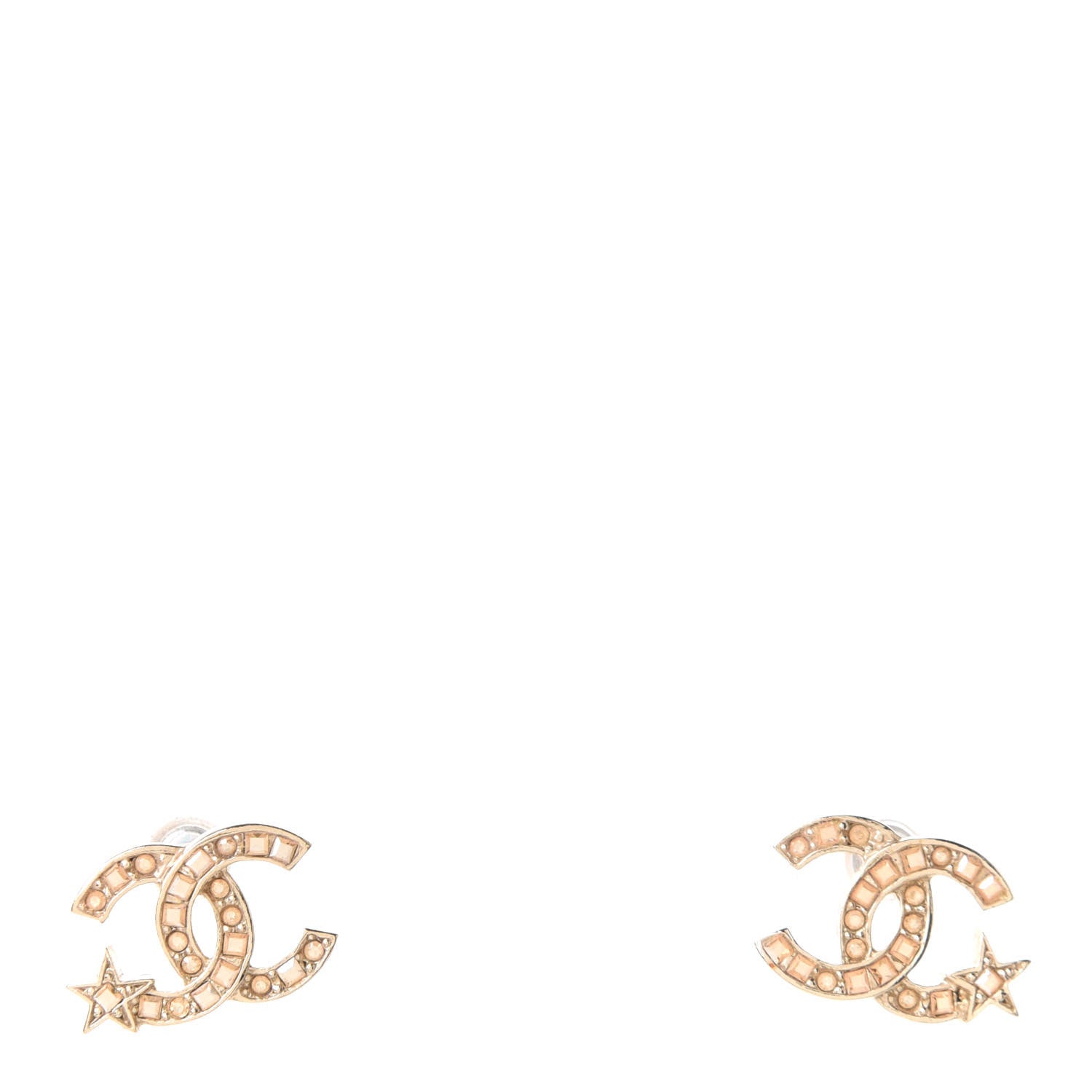 Chanel Crystal CC Starfall Earrings Gold 1 of 5