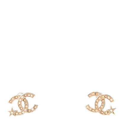 Chanel Crystal CC Starfall Earrings Gold 1 of 5