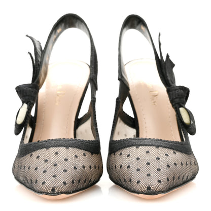 Christian Dior Mesh Plumetis Suede J'Adior Slingback 100mm Pumps 36 Black 3 of 10