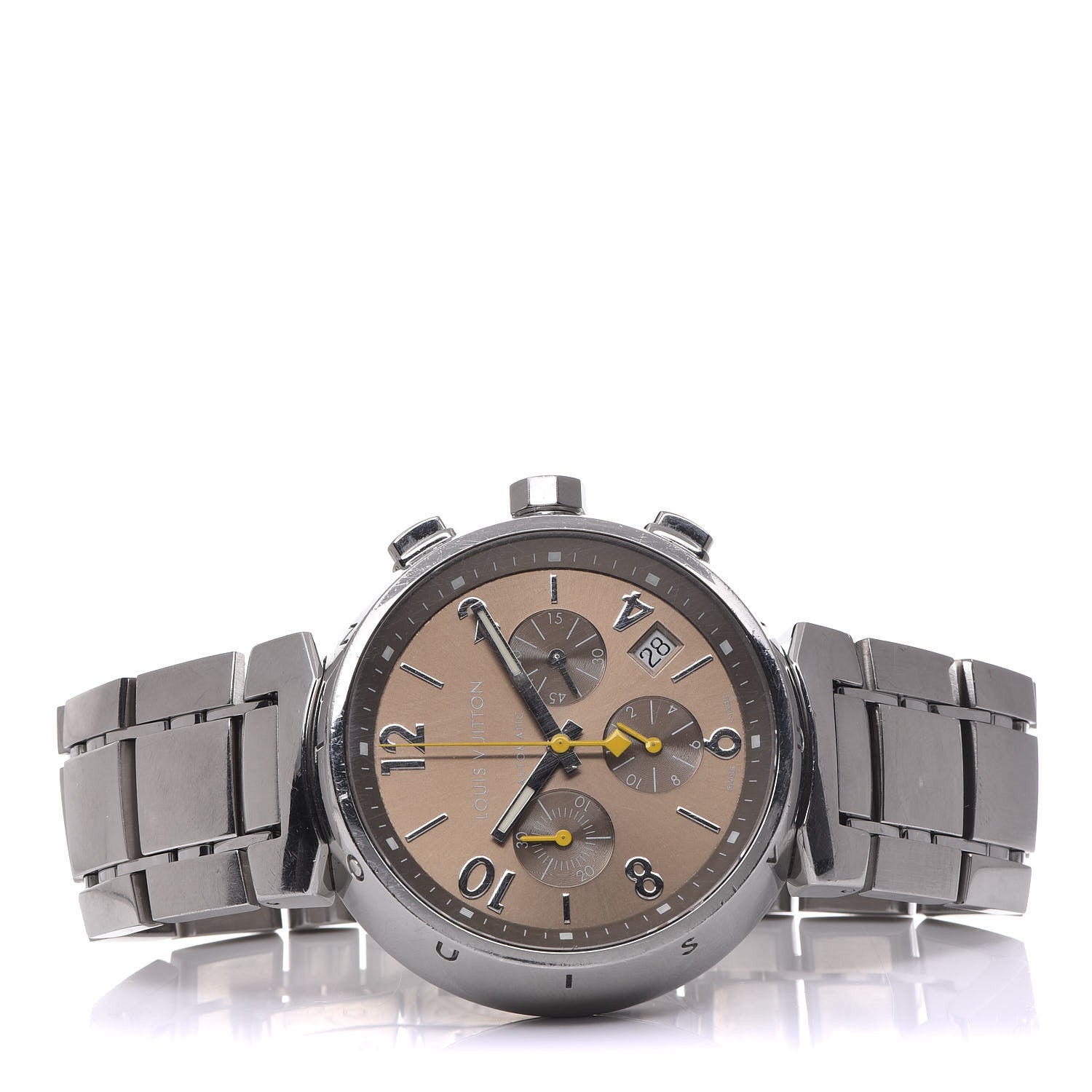 Louis Vuitton Stainless Steel 41mm Tambour Chronograph Automatic Watch Champagne 3 of 9