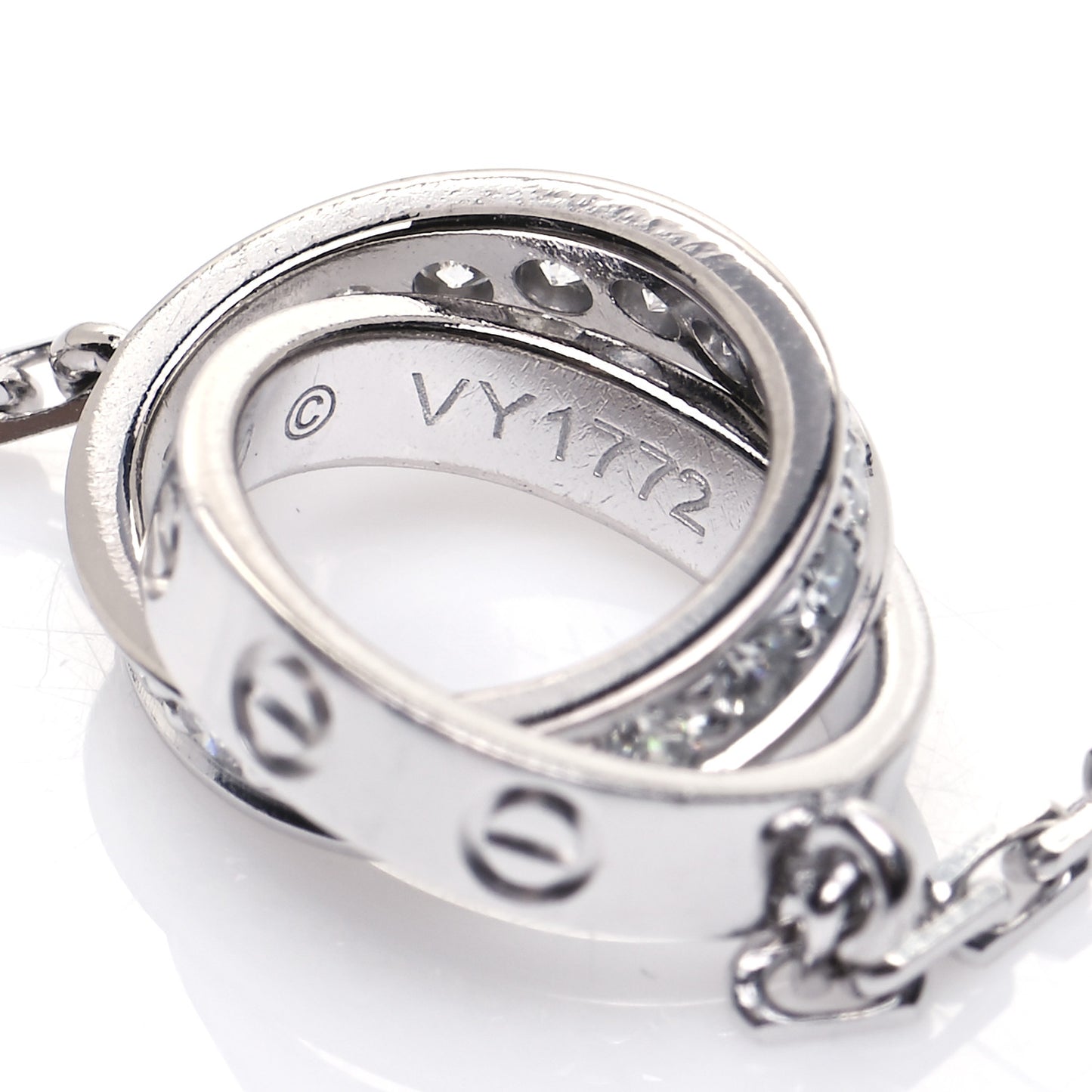 18K White Gold Diamond Interlocking LOVE Necklace