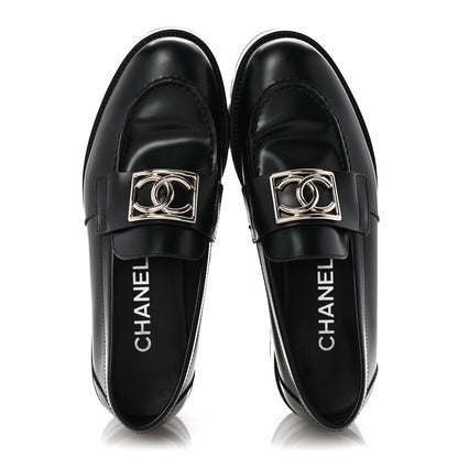 Chanel Calfskin Metal CC Loafers 36.5 Black 2 of 9