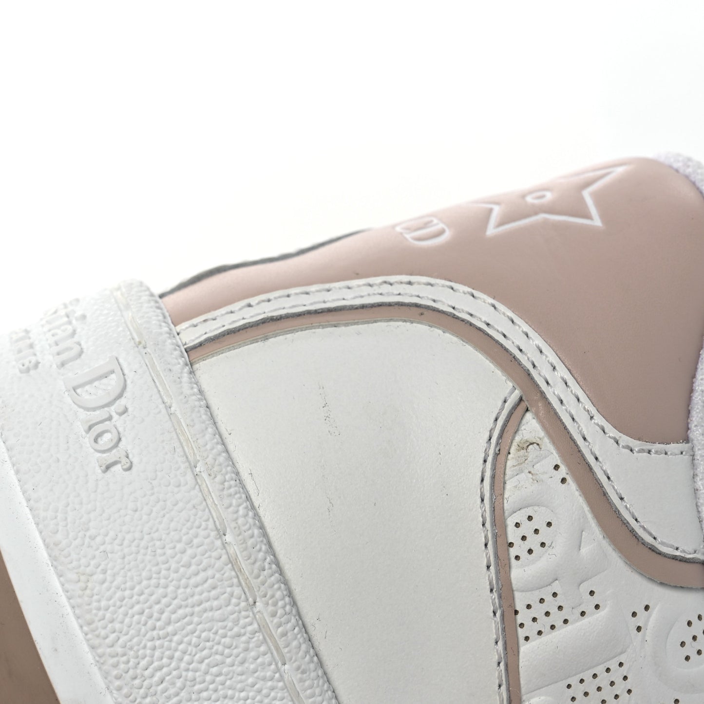 Calfskin Oblique Laser Perforated Dior One Low Sneakers 39 White Nude