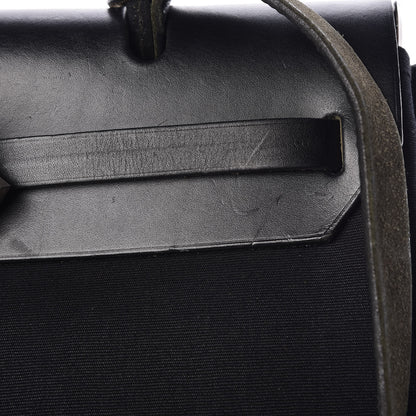 Hermes Toile Vache Calfskin Herbag 30 PM Black Natural 18 of 29