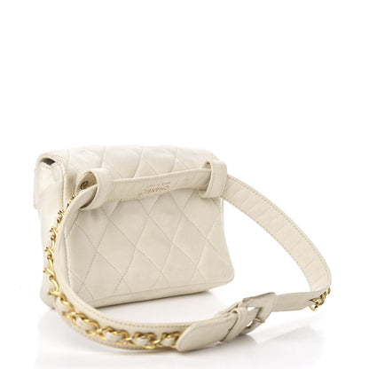 Chanel Lambskin Quilted Flap Waist Belt Bag White 3 of 14