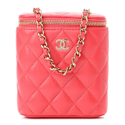 Chanel Caviar Quilted Small Vertical Coco Beauty Vanity Case With Chain Red 1 of 11