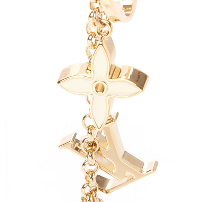 Louis Vuitton Brass Enamel Fleur De Monogram Bag Charm Chain Gold 4 of 5