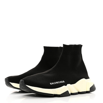 Balenciaga Neoprene Knit Womens Speed Sneakers 37 Black White 3 of 8