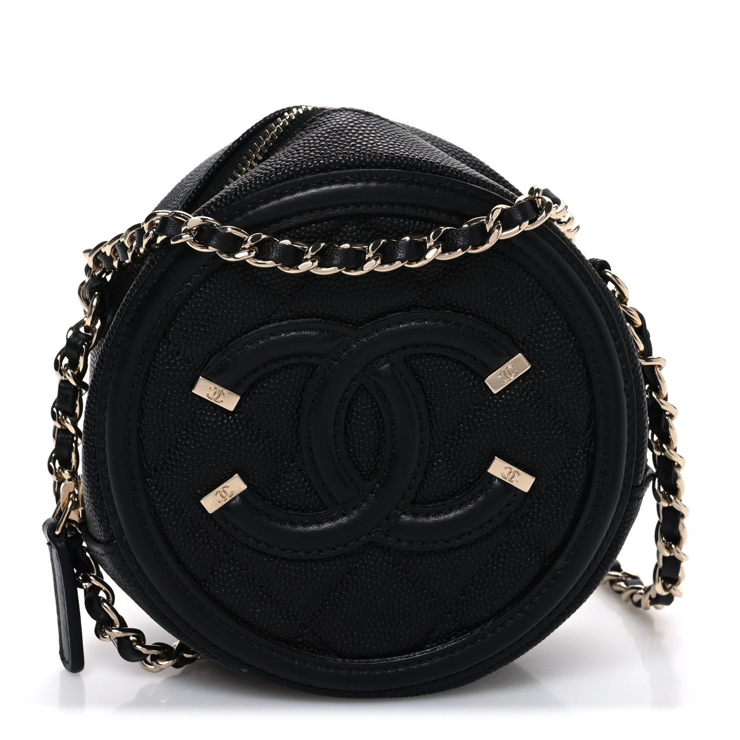 Chanel Caviar Quilted Round Filigree Crossbody Black 1 of 10