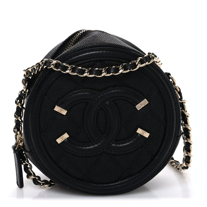 Chanel Caviar Quilted Round Filigree Crossbody Black 1 of 10