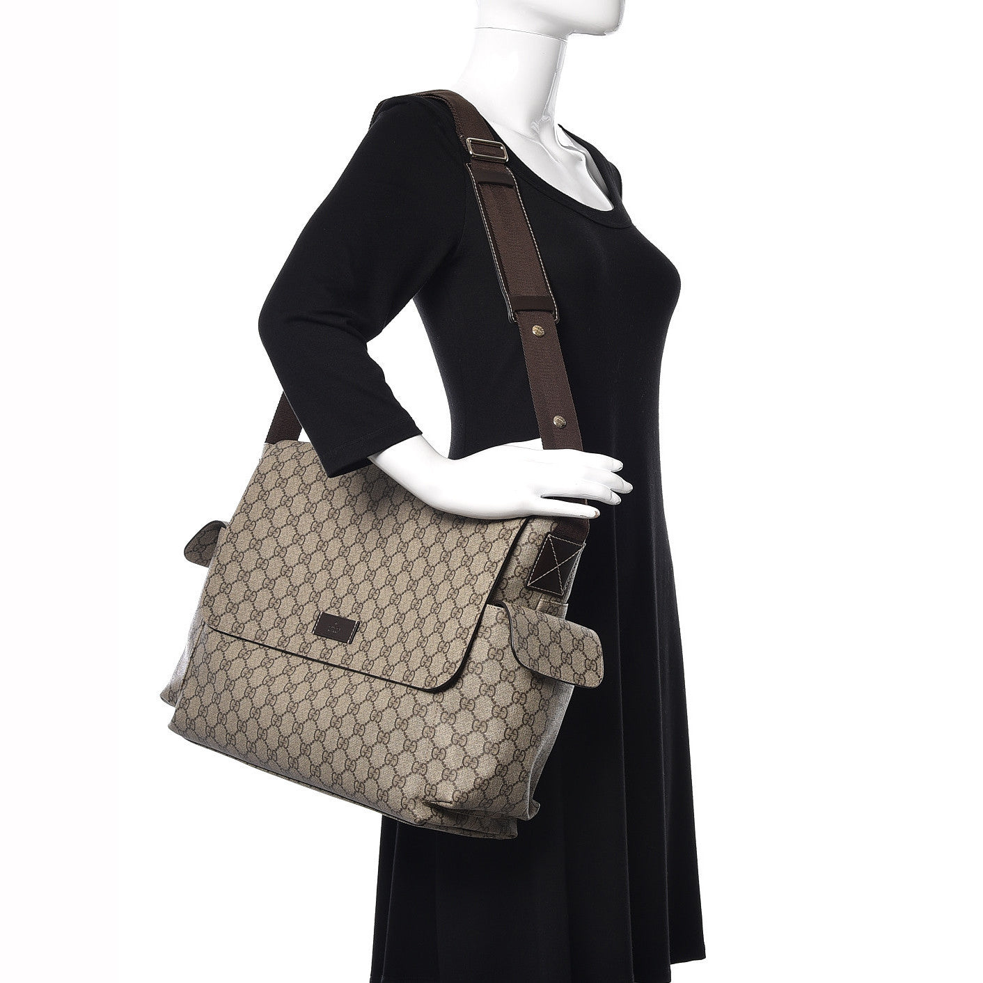Gucci GG Plus Monogram Messenger Diaper Bag Dark Brown 2 of 11