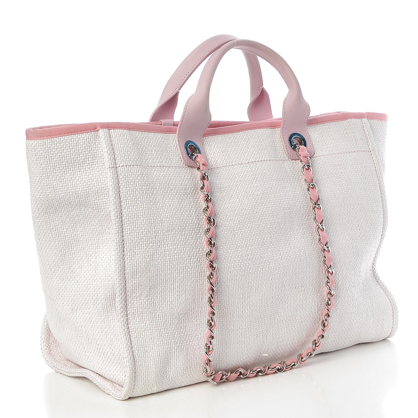 Woven Straw Raffia Large Deauville Tote Pink