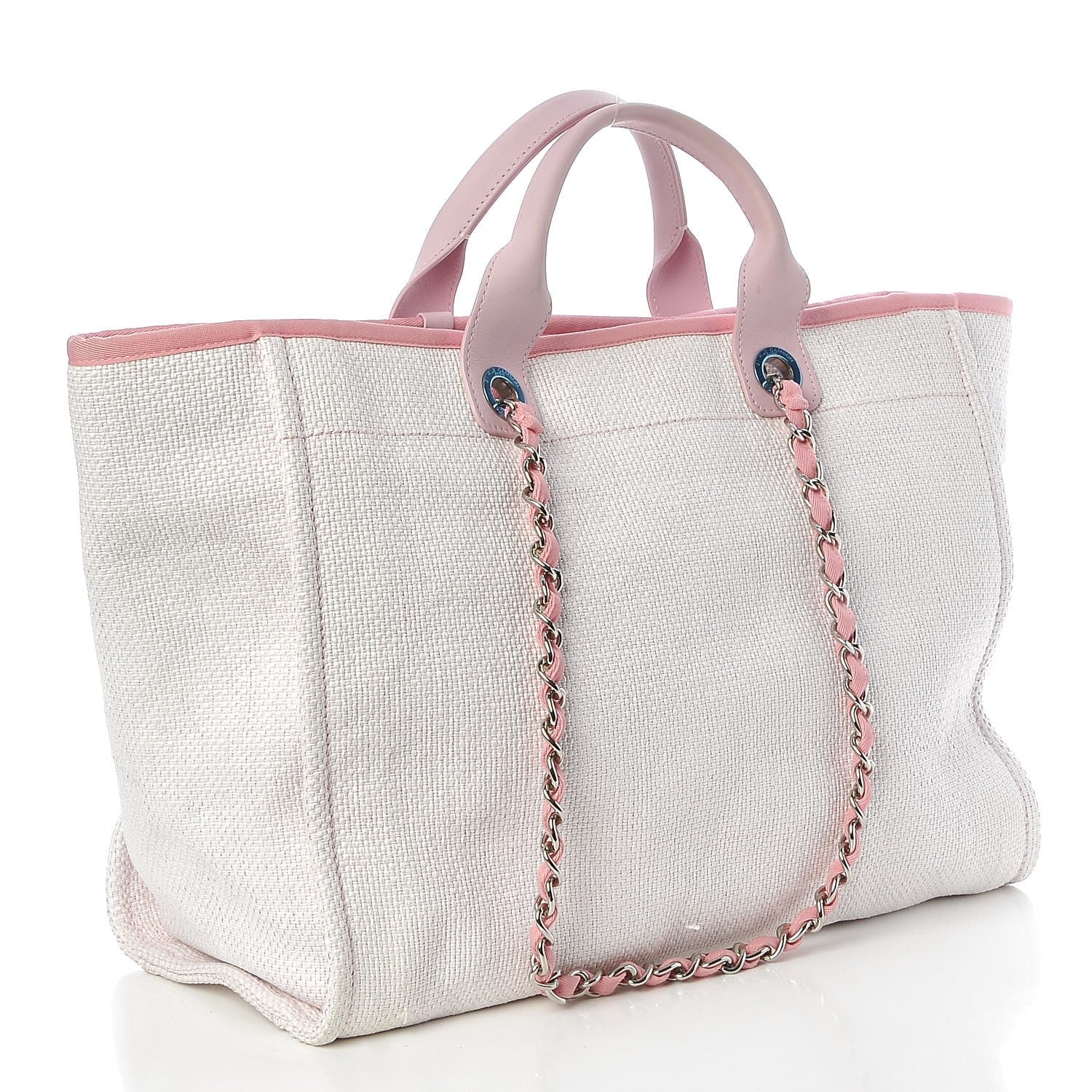 Chanel Woven Straw Raffia Large Deauville Tote Pink 4 of 17