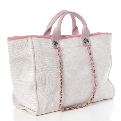 Chanel Woven Straw Raffia Large Deauville Tote Pink 4 of 17