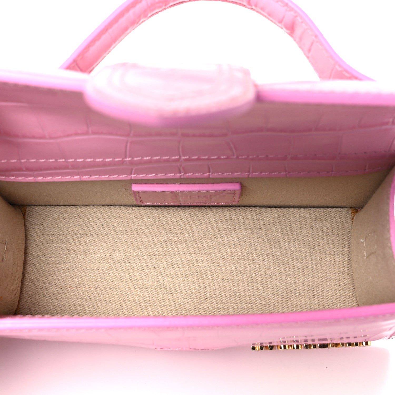 Jacquemus Calfskin Crocodile Embossed Le Bambino Pink 5 of 10