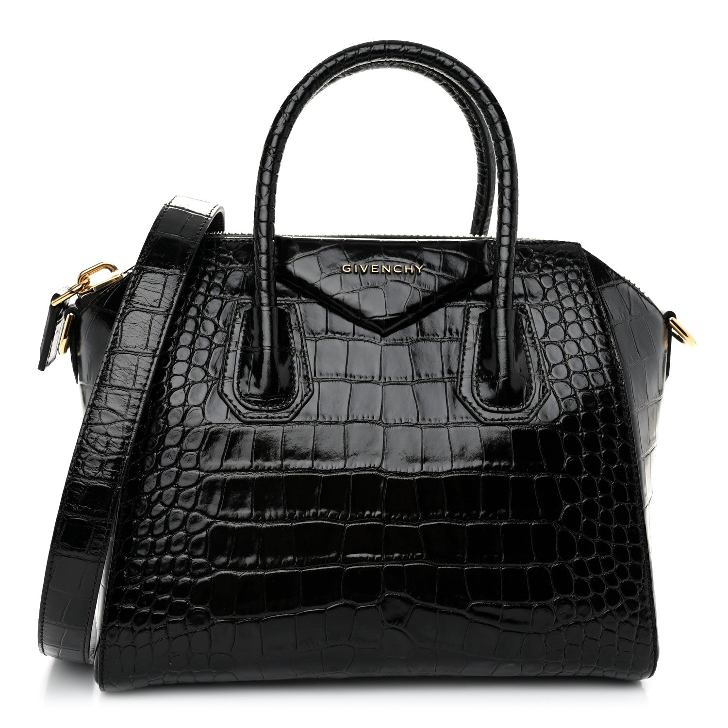 Givenchy Calfskin Crocodile Embossed Small Antigona Black 1 of 10