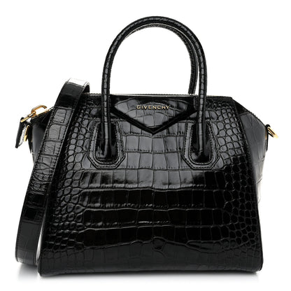 Givenchy Calfskin Crocodile Embossed Small Antigona Black 1 of 10