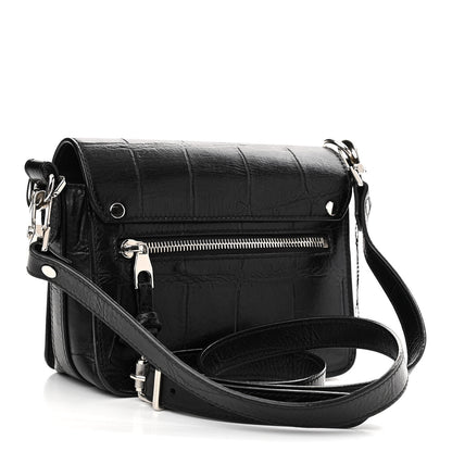 Proenza Schouler Calfskin Crocodile Embossed PS11 Tiny Shoulder Bag Black 3 of 12
