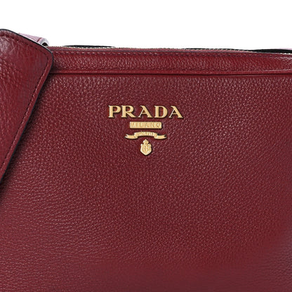 Prada Vitello Daino Medium Double Zip Shoulder Bag Rosso 8 of 9