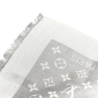 Louis Vuitton Wool Silk Monogram Denim Shawl Pearl Grey 4 of 5