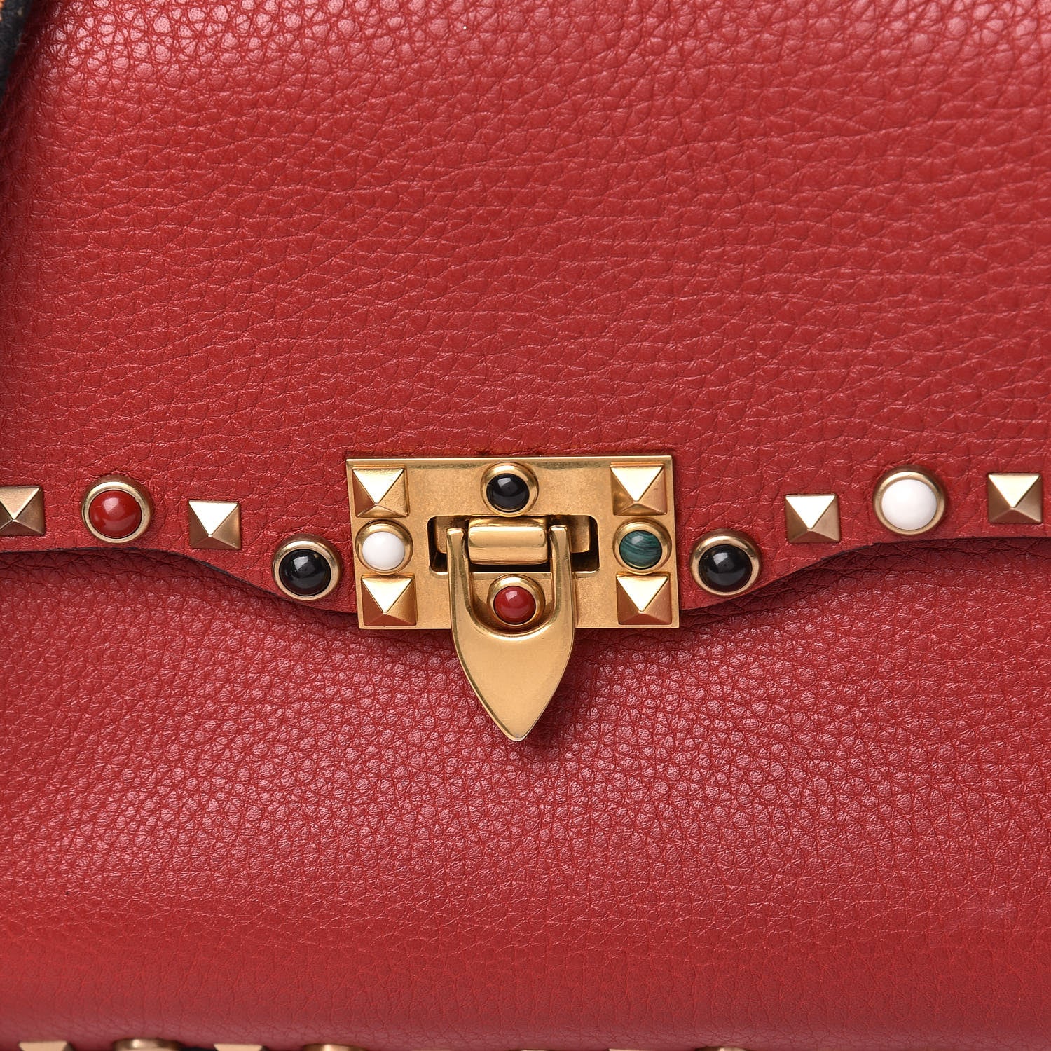 Valentino Garavani Calfskin Enchanted Wonderland Medium Guitar Strap Rockstud Rolling Flap Saddle Bag Rosso Valentino 10 of 12