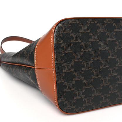 Celine Triomphe Canvas Calfskin Medium Bucket Bag Tan 8 of 10