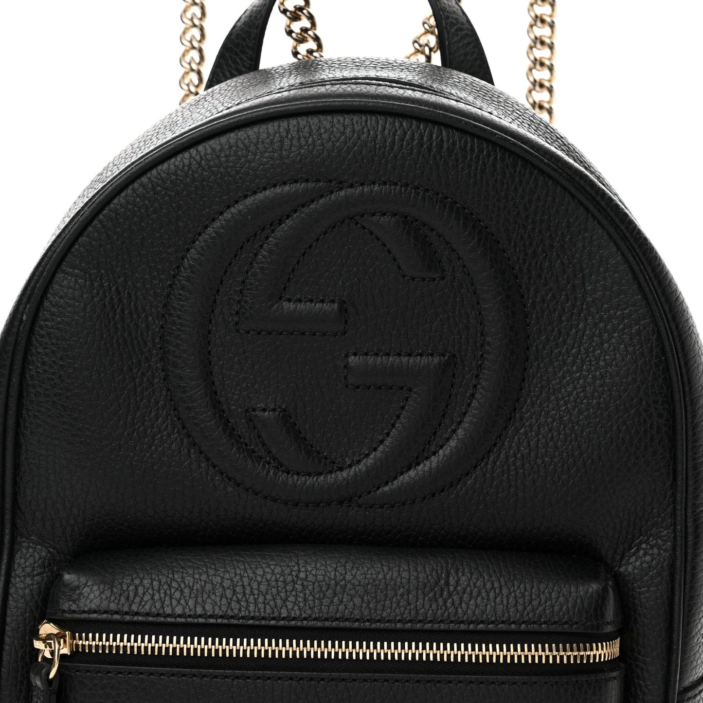 Pebbled Calfskin Soho Chain Backpack Black