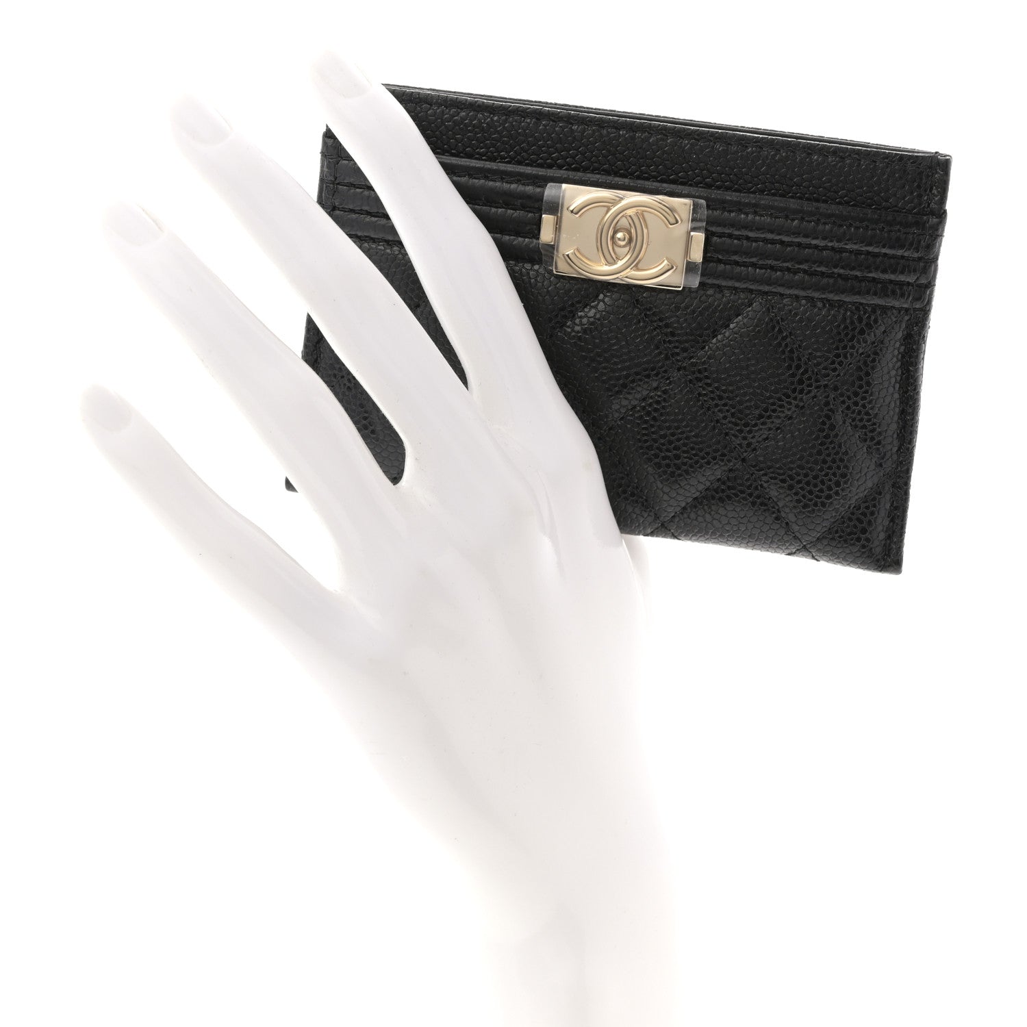 Chanel Caviar Quilted Boy Card Holder Black 2 of 8