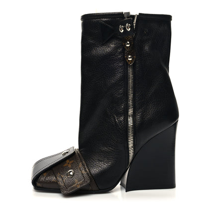 Louis Vuitton Calfskin Monogram Patti Wedge Half Boots 40 Black 1 of 12