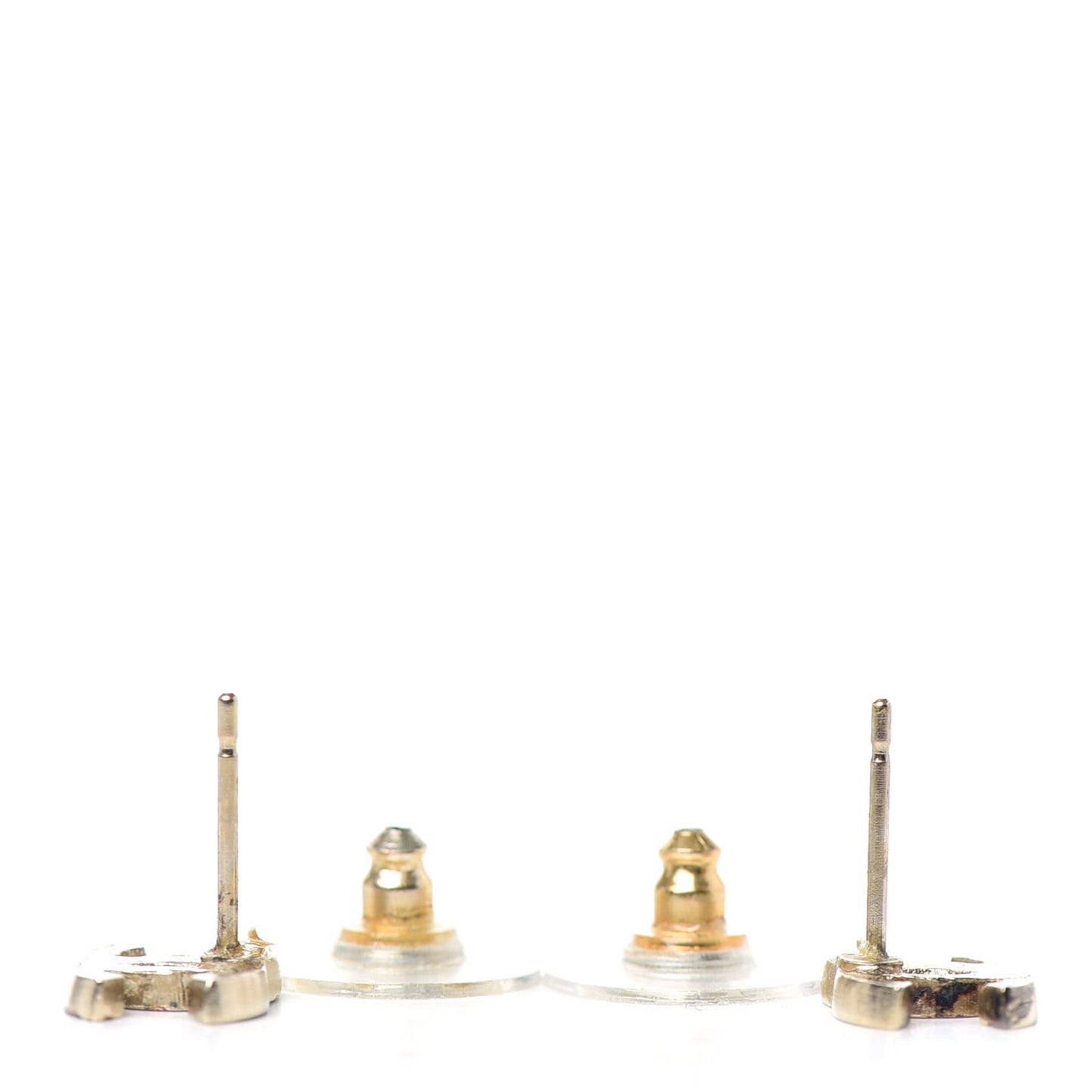 Enamel CC Stud Earrings Black Gold